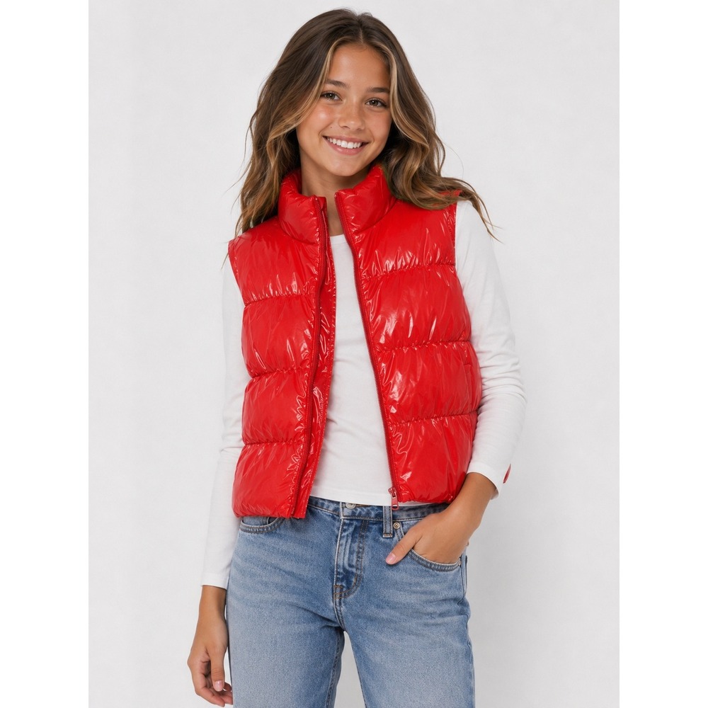Weissman Red Shiny Puffer Vest Child Dance Performance Kids LC Large 14